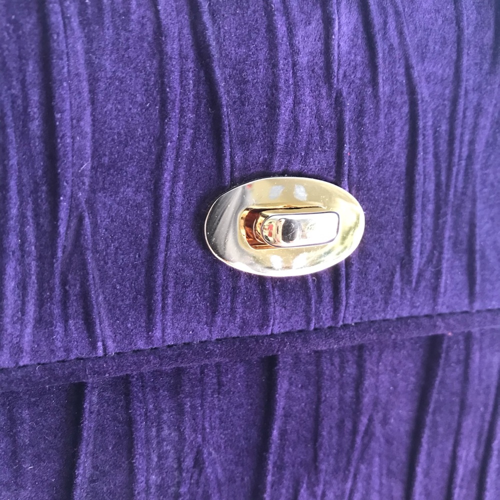 Valentino Purple Suede Chain Link Purse - Picture 14 of 14